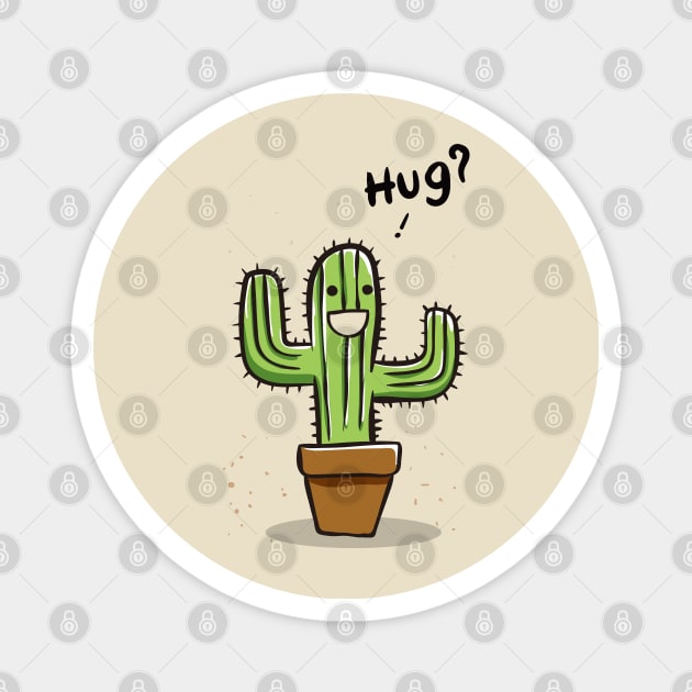 Cactus Hug Magnet by upursleeve